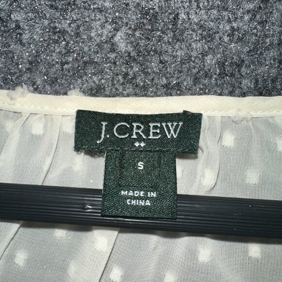 J Crew Blouse Womens Small Swiss Dot Peasant Sheer Keyhole Neck Long Sleeve Top - Picture 5 of 8